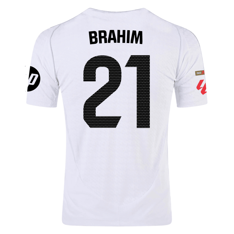 adidas Brahim Real Madrid Authentic Home Jersey w/ La Liga Patches 24/25 (White/Black) | SoccerWearhouse