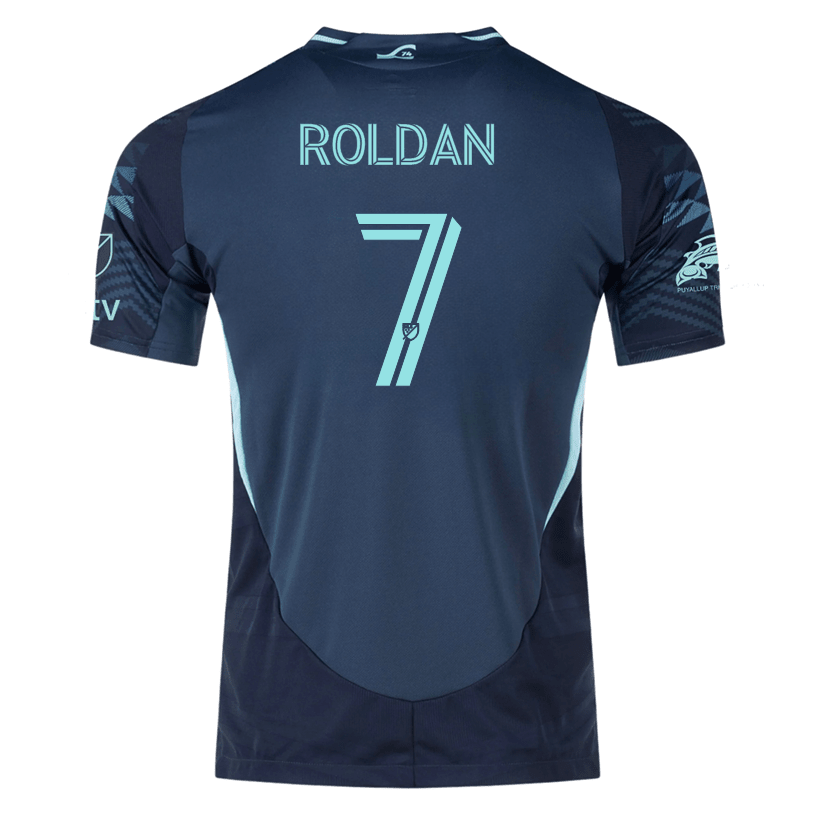 adidas C. Roldan Seattle Sounders Authentic Away Jersey 25/26 w/ MLS Patches &amp; Sponsor (Aura Ink) | SoccerWearhouse
