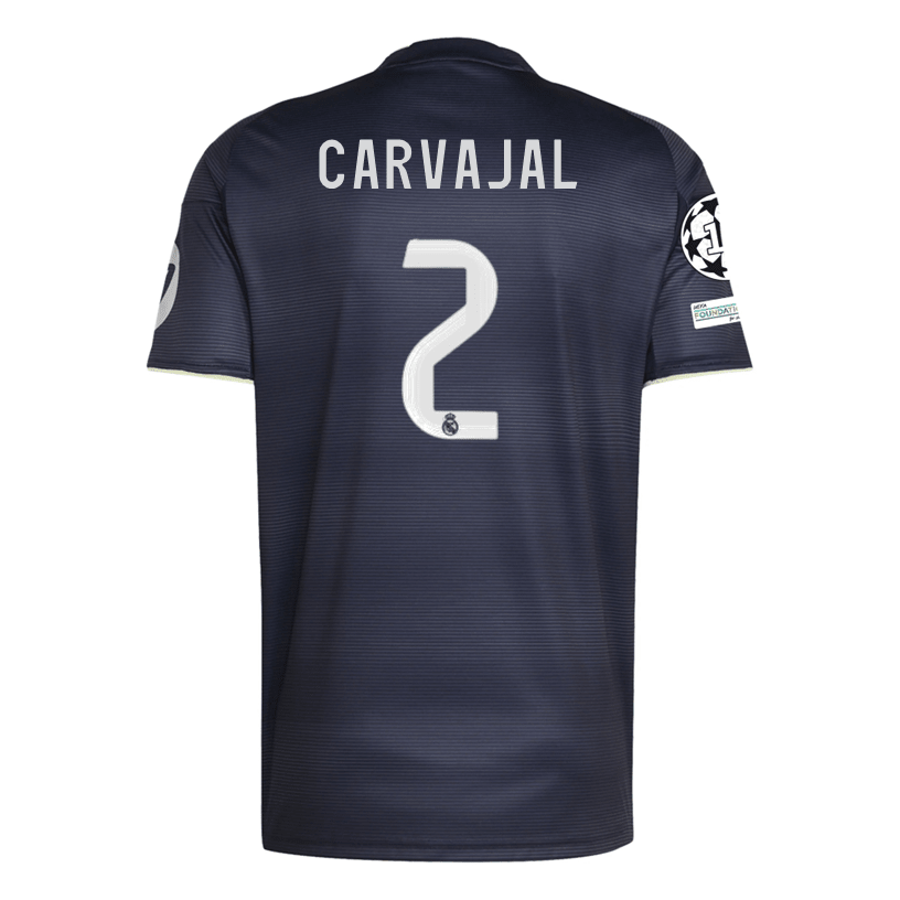 adidas Carvajal Real Madrid 25/26 Away Jersey w/ Champions League Patches (Legend Ink) | SoccerWearhouse