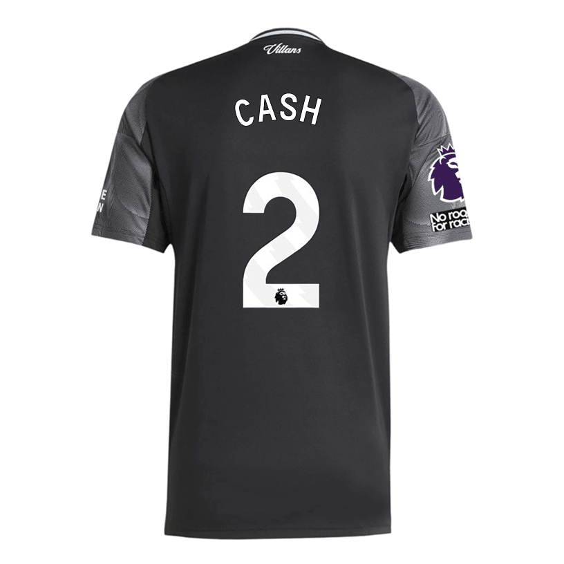 adidas Cash Men's Aston Villa 25/26 Away Jersey w/ EPL + NRFR Patches (Black/Global Blue) | SoccerWearhouse