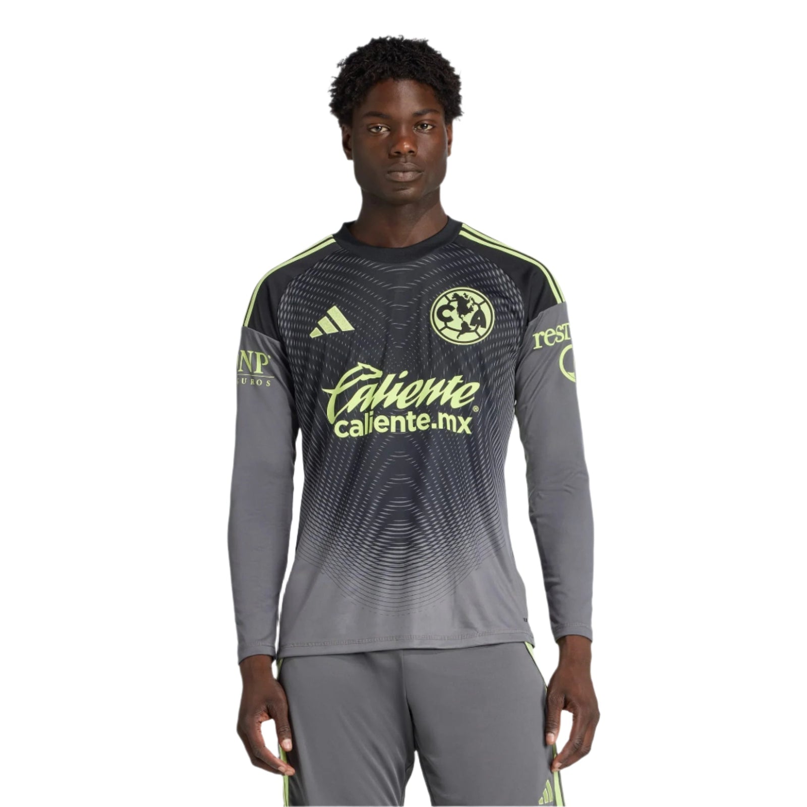 adidas Club América 25/26 Long Sleeve Goalkeeper Jersey (Black/Grey/Lime Green) | SoccerWearhouse