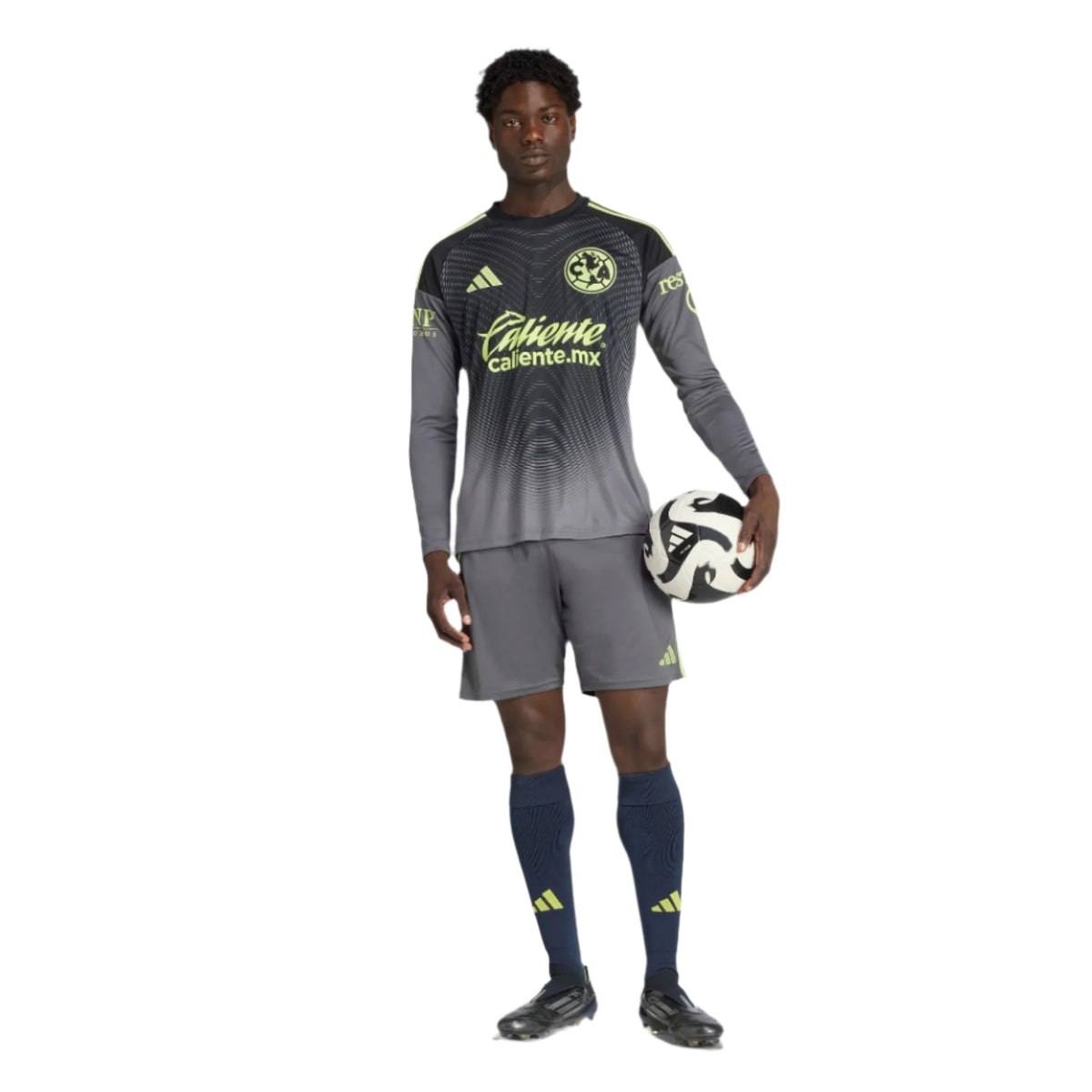 adidas Club América 25/26 Long Sleeve Goalkeeper Jersey (Black/Grey/Lime Green) | SoccerWearhouse