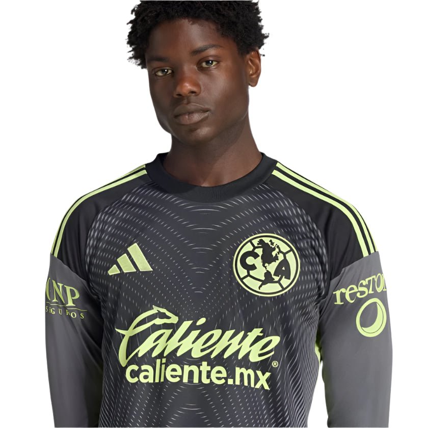 adidas Club América 25/26 Long Sleeve Goalkeeper Jersey (Black/Grey/Lime Green) | SoccerWearhouse