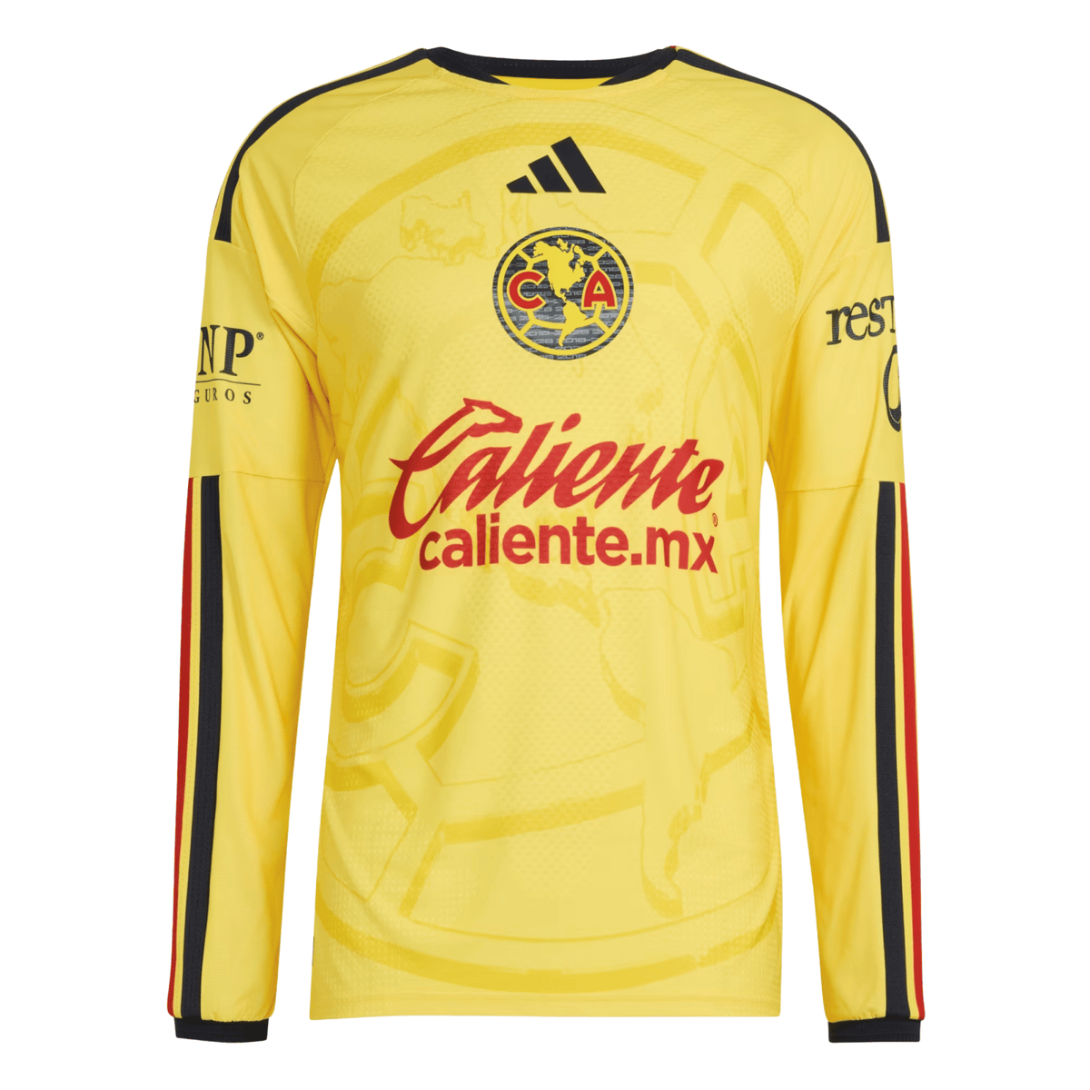 adidas Club América Long Sleeve Authentic Home Jersey 26/27 (Yellow) | SoccerWearhouse