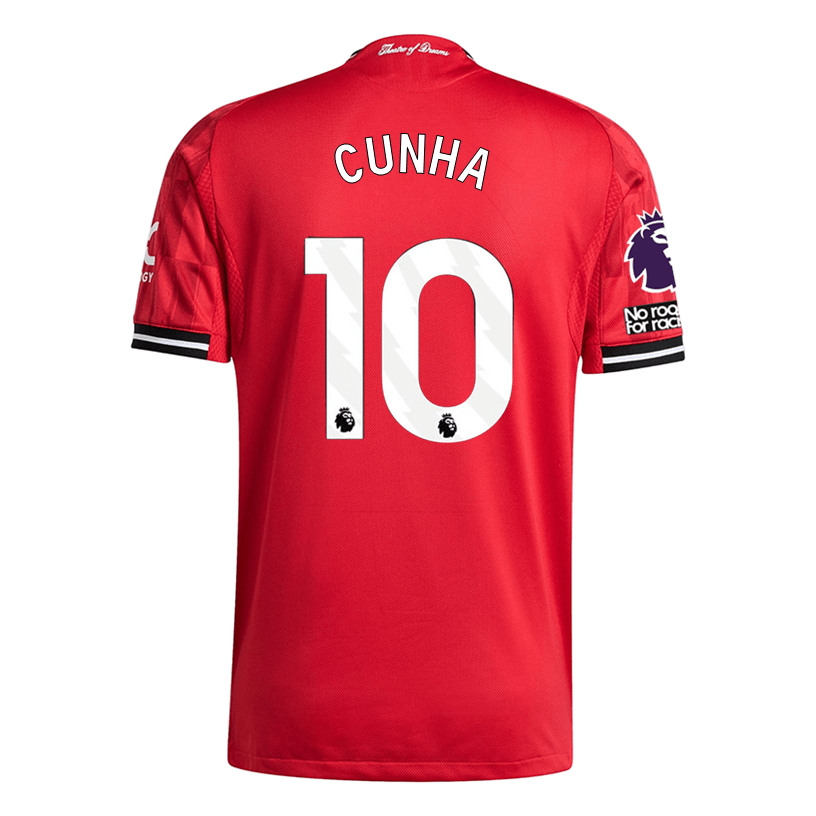 adidas Cunha Men's Manchester United Authentic Home Jersey 25/26 w/ NRFR + EPL Patch (Red) | SoccerWearhouse