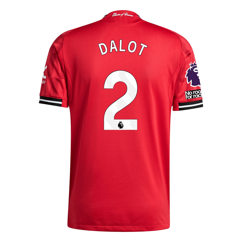 adidas Dalot Men's Manchester United Authentic Home Jersey 25/26 w/ NRFR + EPL Patch (Red) | SoccerWearhouse