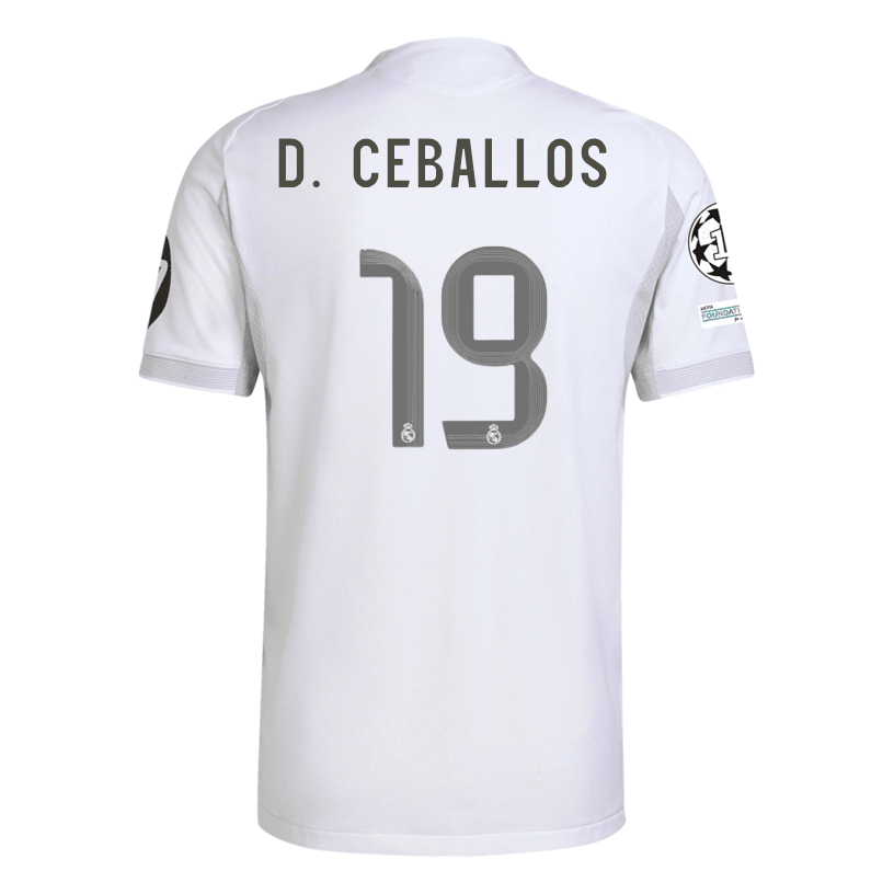 adidas Daniel Ceballos Fernández Real Madrid 25/26 Home Jersey w/ Champions League Patches (White) | SoccerWearhouse