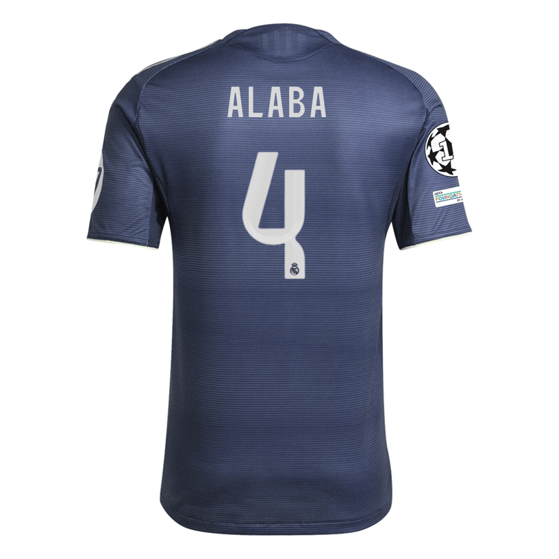 adidas David Alaba Real Madrid Authentic Away Jersey 25/26 w/ Champions League Patches (Legend Ink) | SoccerWearhouse