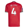 adidas De Ligt Men's Manchester United Home Jersey 25/26 w/ EPL + NRFR Patches (Red)