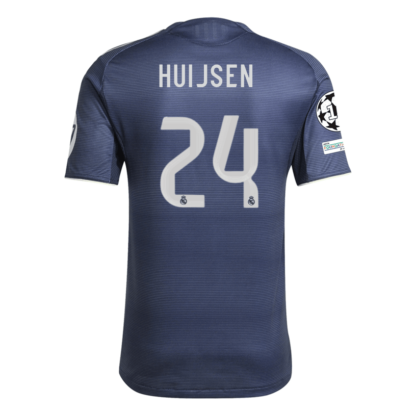 adidas Dean Huijsen Real Madrid Authentic Away Jersey 25/26 w/ Champions League Patches (Legend Ink | SoccerWearhouse