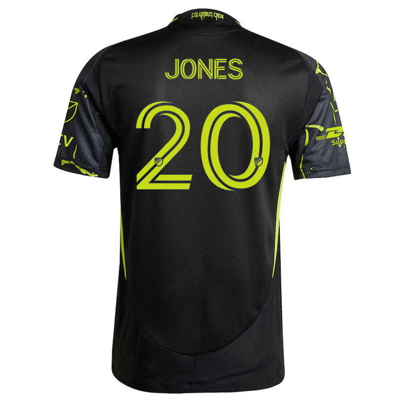 adidas Derrick Jones Columbus Crew Authentic Away Jersey w/ MLS Patches 25/26 (Black/Yellow) | SoccerWearhouse
