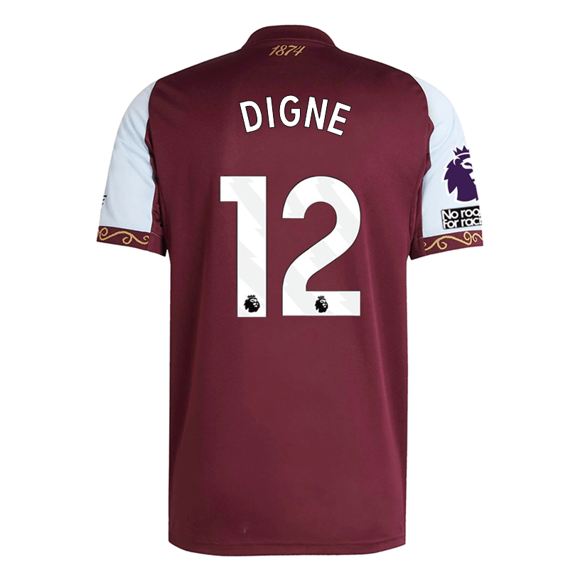 adidas Digne Men's Aston Villa Home Jersey 25/26 w/ NRFR + EPL Patches (Maroon/Blue) | SoccerWearhouse