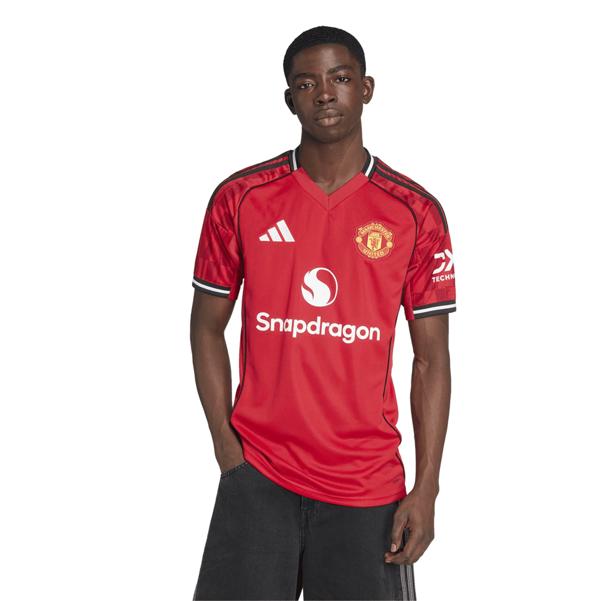 adidas Dorgu Men's Manchester United Home Jersey 25/26 w/ EPL + NRFR Patches (Red) | SoccerWearhouse