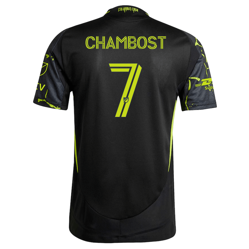 adidas Dylan Chambost Columbus Crew Authentic Away Jersey w/ MLS Patches 25/26 (Black/Yellow) | SoccerWearhouse