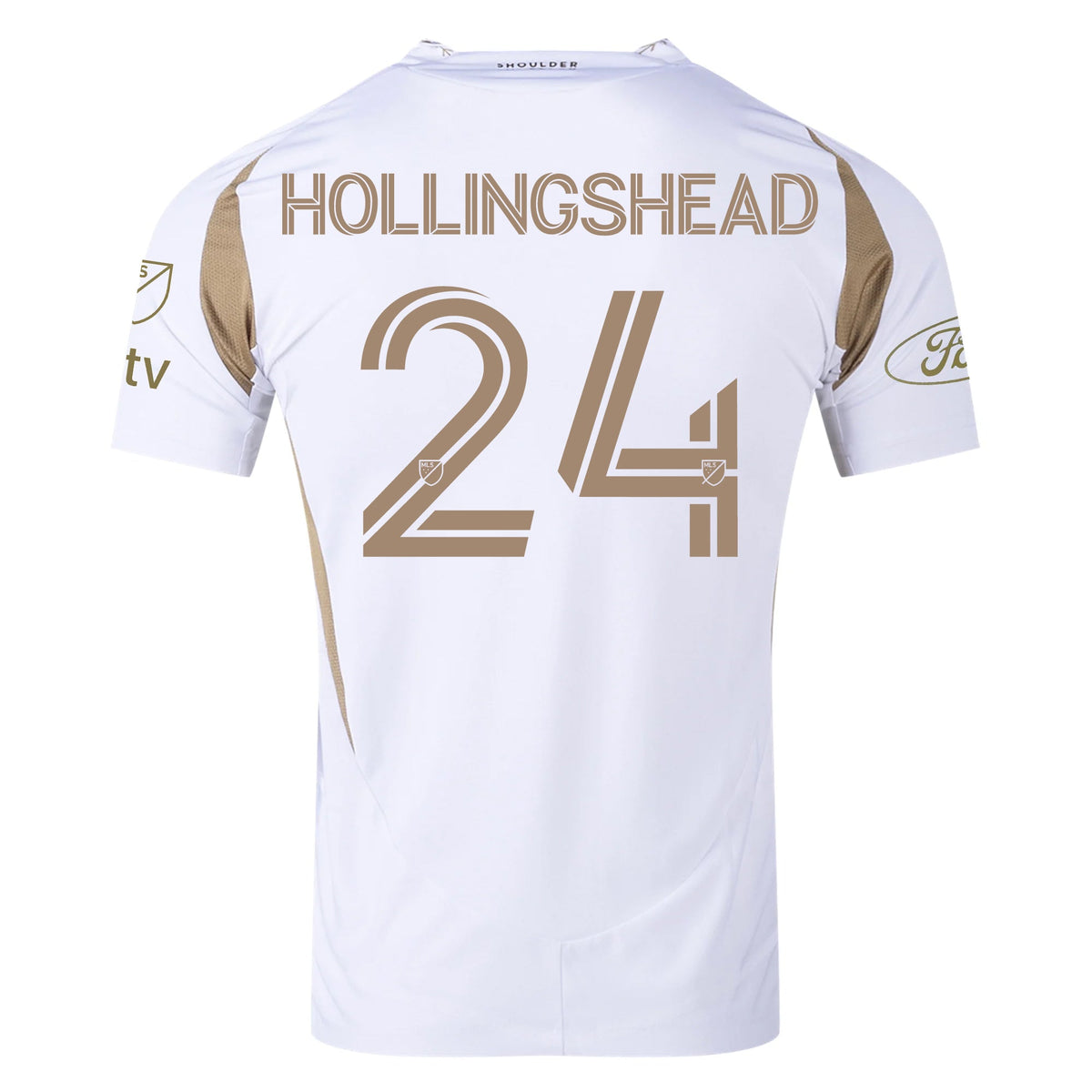 adidas Eddie Segura LAFC Authentic Away Jersey w/ MLS + Apple + Ford Logo 25/26 (White/Gold) | SoccerWearhouse