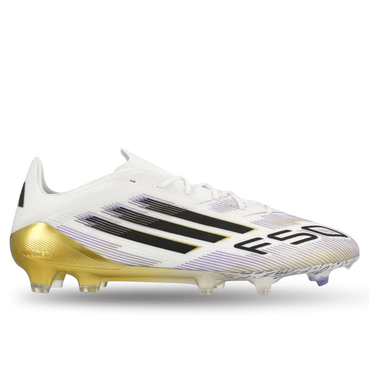 adidas F50 Elite Firm Ground Soccer Cleats (White/Black/Gold Metallic) | SoccerWearhouse