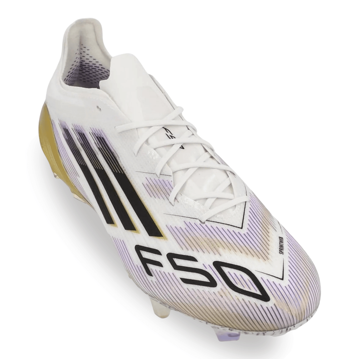 adidas F50 Elite Firm Ground Soccer Cleats (White/Black/Gold Metallic) | SoccerWearhouse