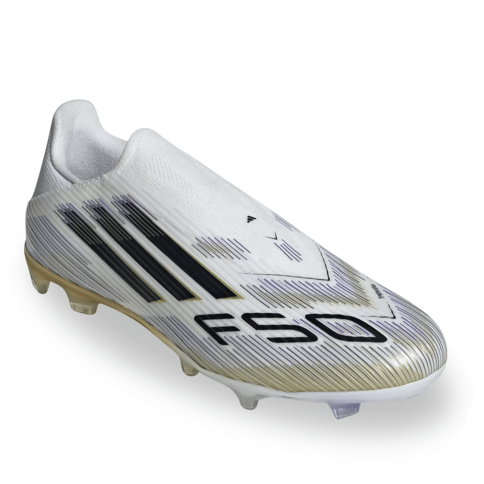 adidas F50 League Laceless FG Soccer Cleats (White/Black/Gold Metallic) | SoccerWearhouse