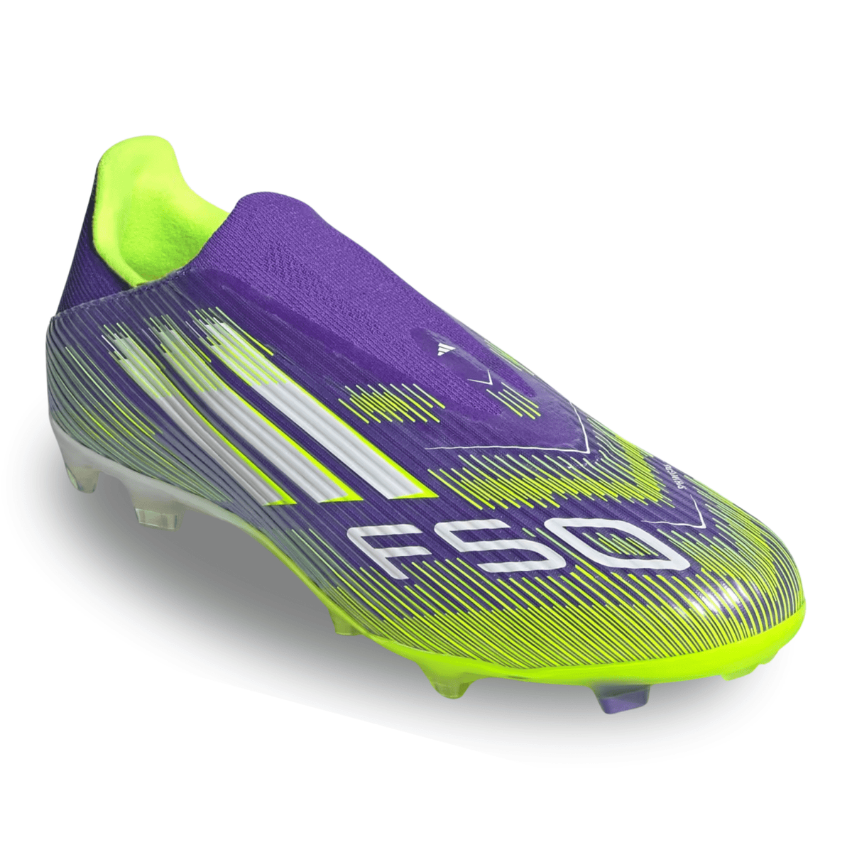 adidas F50 League Laceless FG/MG Soccer Cleats (Purple Rush/Lucid Lemon) | SoccerWearhouse