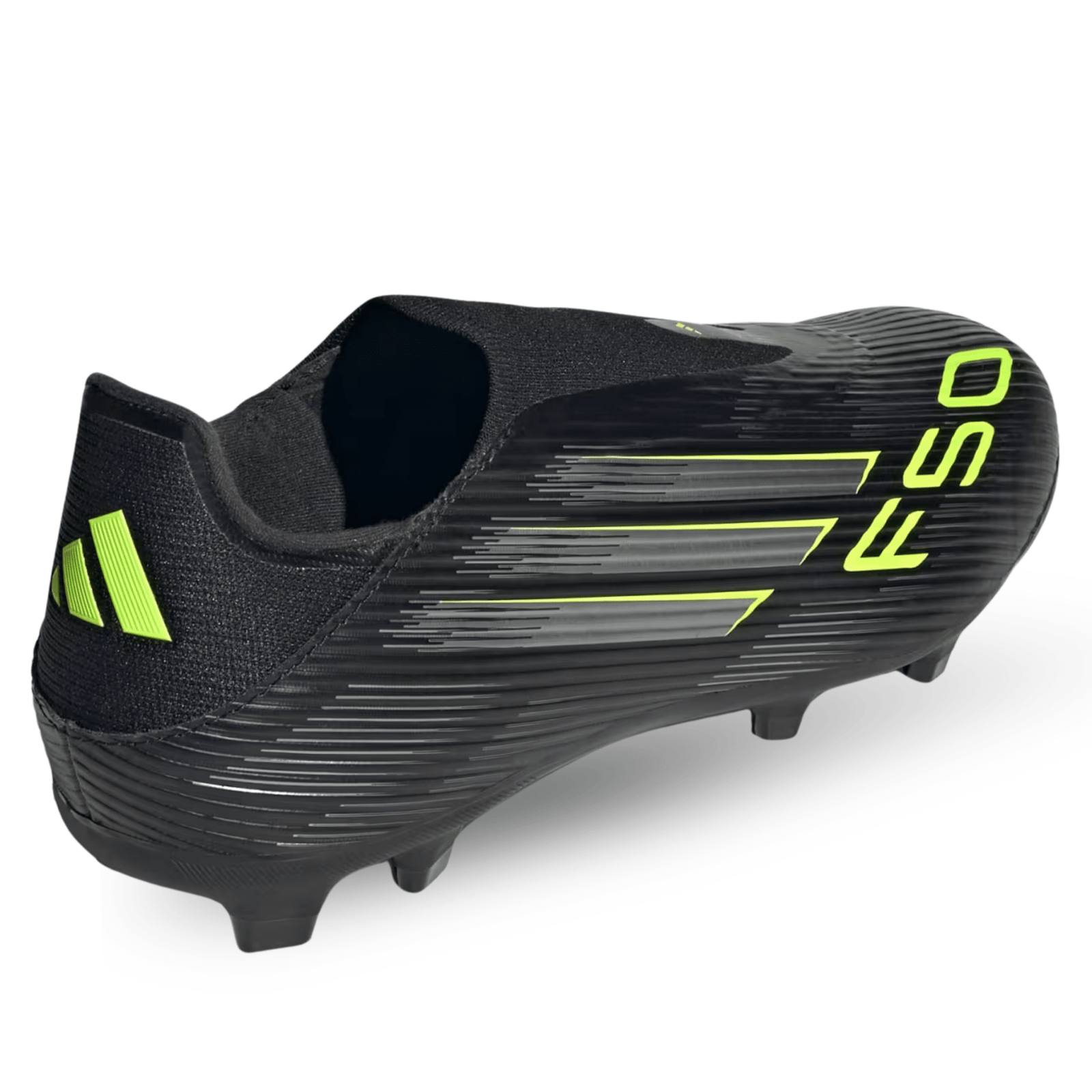 adidas F50 League Laceless Firm Ground/Multi Ground Soccer Cleats (Black/Iron Metallic/Lucid Lemon) | SoccerWearhouse