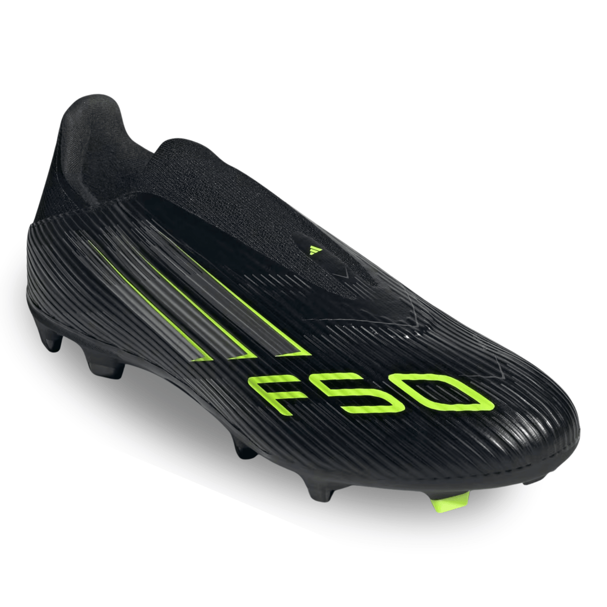 adidas F50 League Laceless Firm Ground/Multi Ground Soccer Cleats (Black/Iron Metallic/Lucid Lemon) | SoccerWearhouse