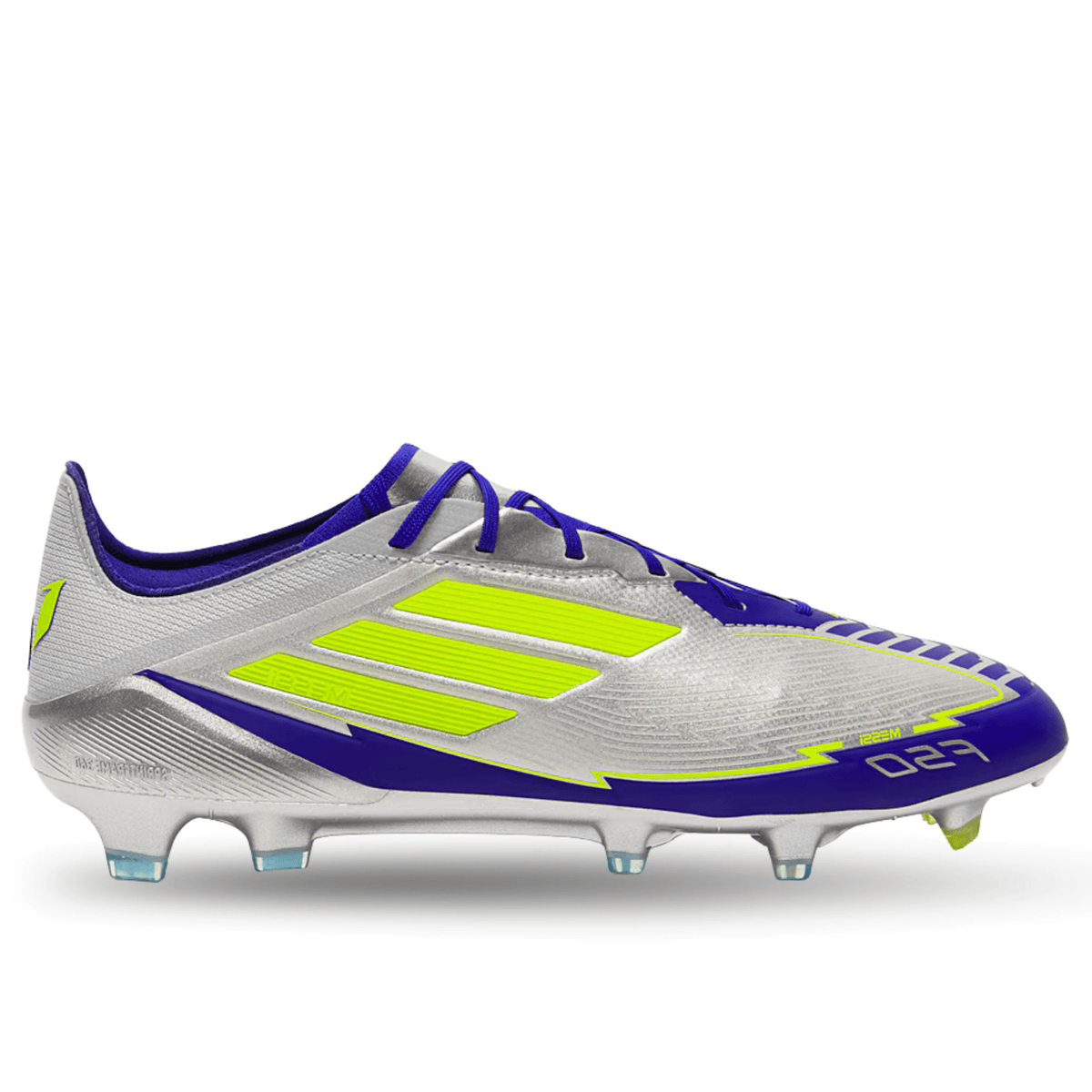 adidas F50 Messi Elite FG Soccer Cleats (Silver Metallic/Lucid Blue) | SoccerWearhouse