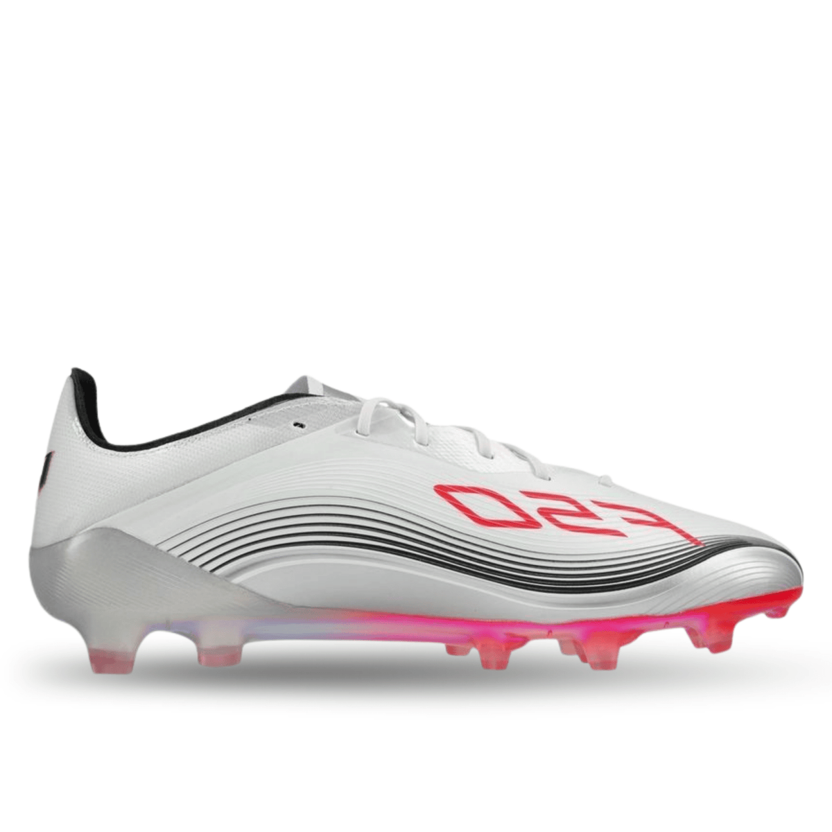 adidas F50 Messi Elite FG Soccer Cleats (White/Lucid Red/Silver Metallic) | SoccerWearhouse