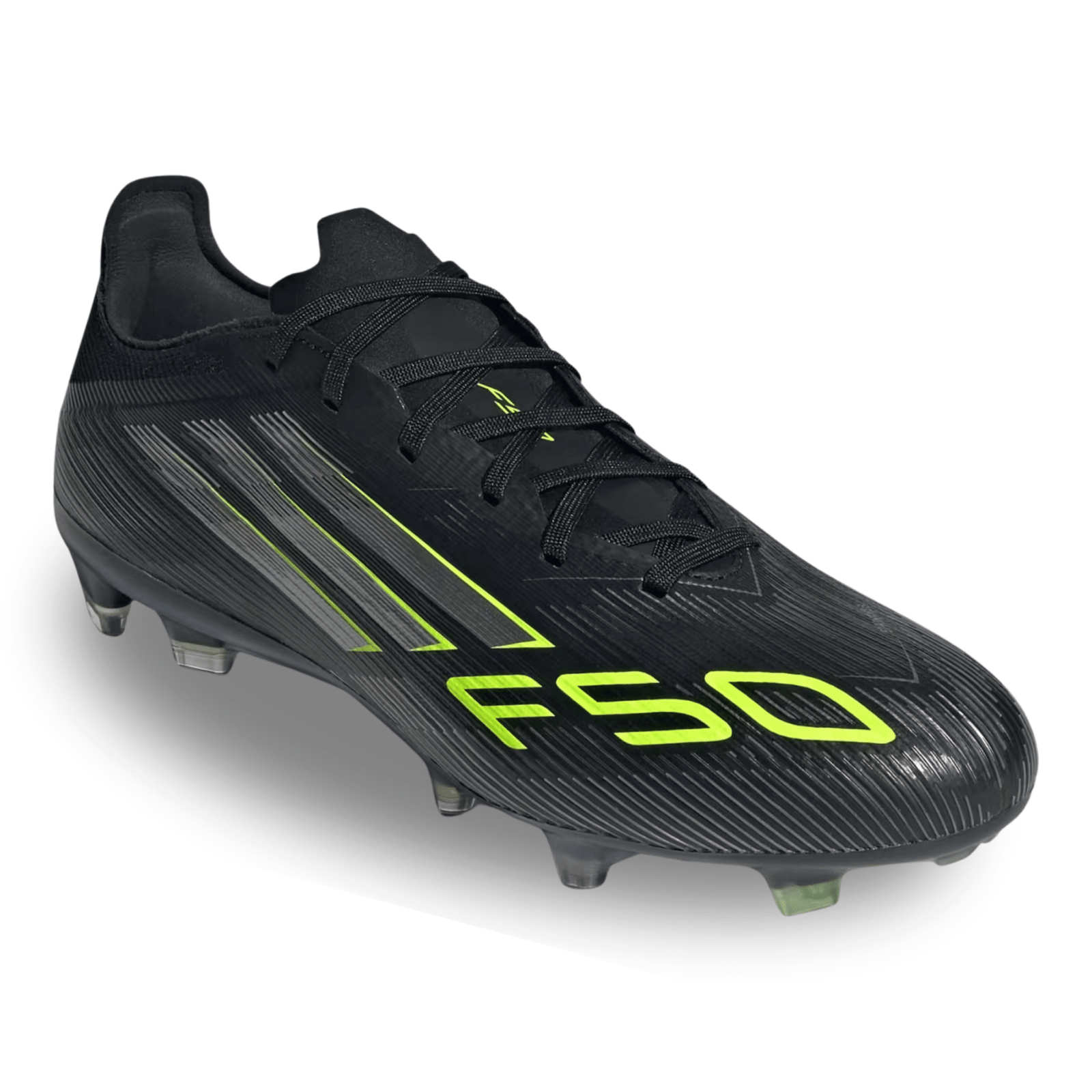 adidas F50 Pro Firm Ground Cleats (Black/Iron Metallic/Lucid Lemon) | SoccerWearhouse