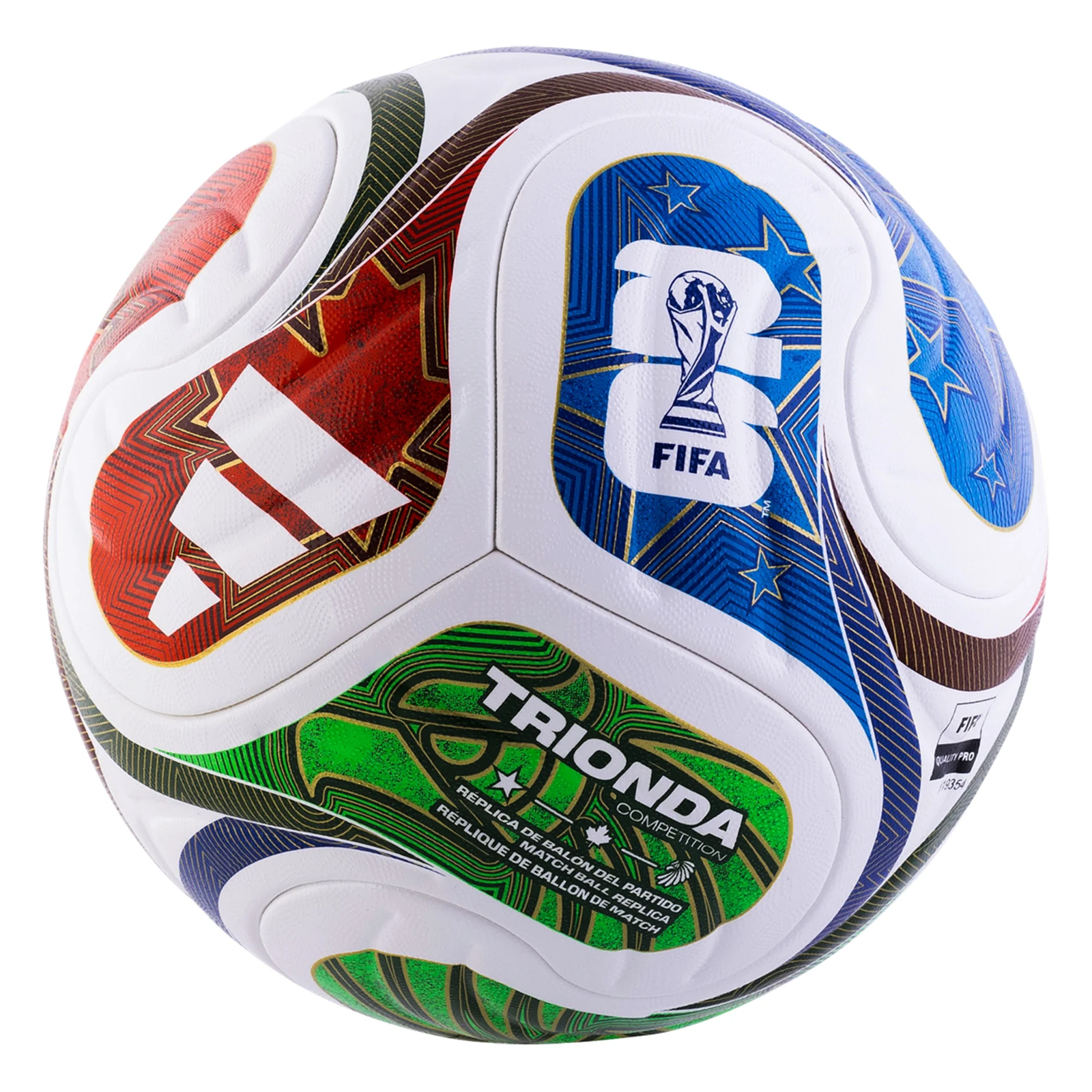 adidas FIFA World Cup 2026 Trionda Competition Ball (White/Red/Green/Blue) | SoccerWearhouse