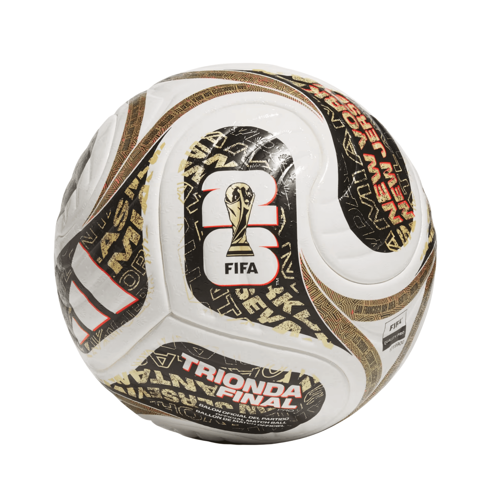 adidas FIFA World Cup 2026 Trionda Finals Pro Official Match Ball (White/Gold/Black) | SoccerWearhouse