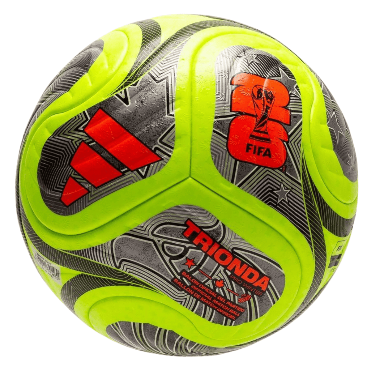 adidas FIFA World Cup 26 Trionda Pro OMB Winter Soccer Ball (Lucid Lemon/Black/Metallic Silver) | SoccerWearhouse