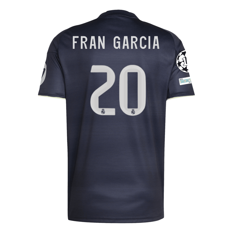 adidas Fran García Real Madrid 25/26 Away Jersey w/ Champions League Patches (Legend Ink) | SoccerWearhouse