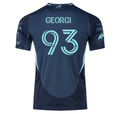 adidas Georgi Minoungou Seattle Sounders Authentic Away Jersey 25/26 w/ MLS Patches & Sponsor (Aura Ink)