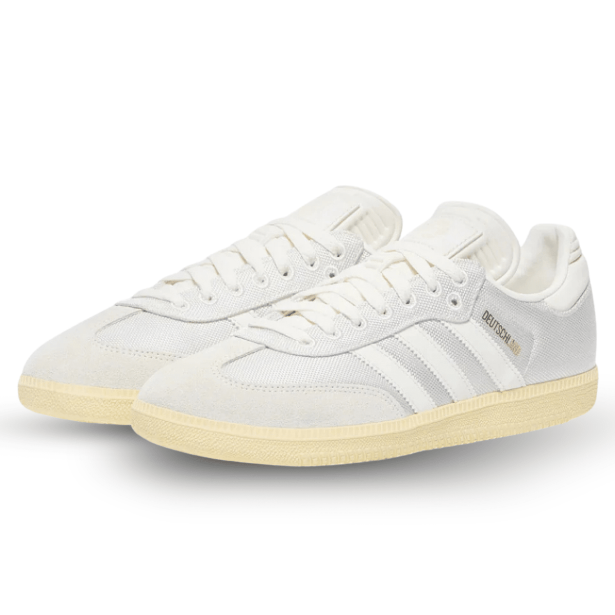 adidas Germany Samba 125th Anniversary Indoor Soccer Shoes (Cloud White/Off White/Almost Yellow) | SoccerWearhouse