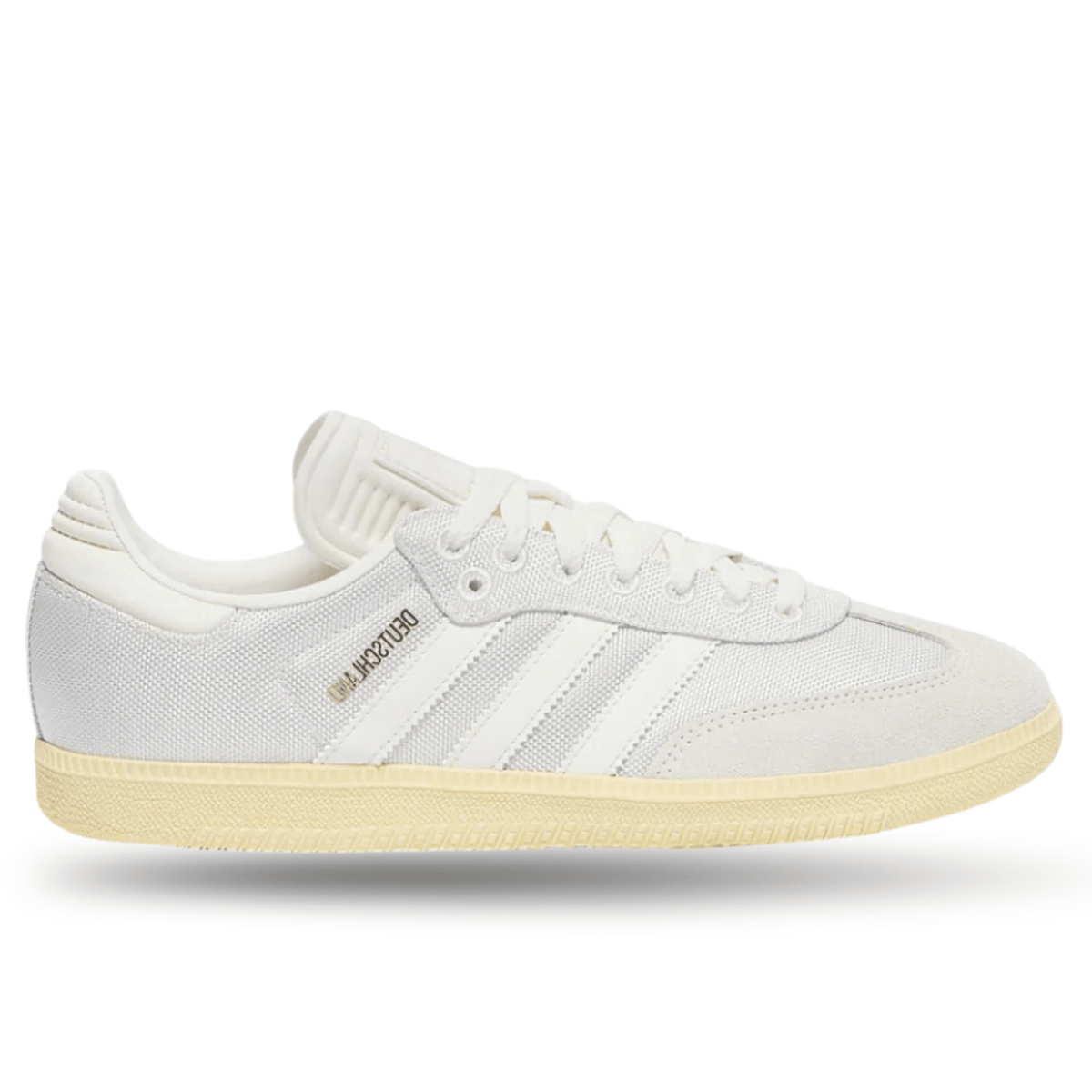 adidas Germany Samba 125th Anniversary Indoor Soccer Shoes (Cloud White/Off White/Almost Yellow) | SoccerWearhouse