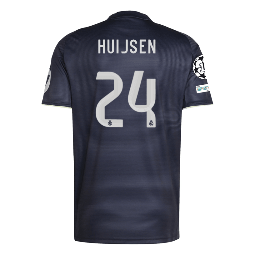 adidas Huijsen Real Madrid 25/26 Away Jersey w/ Champions League Patches (Legend Ink) | SoccerWearhouse