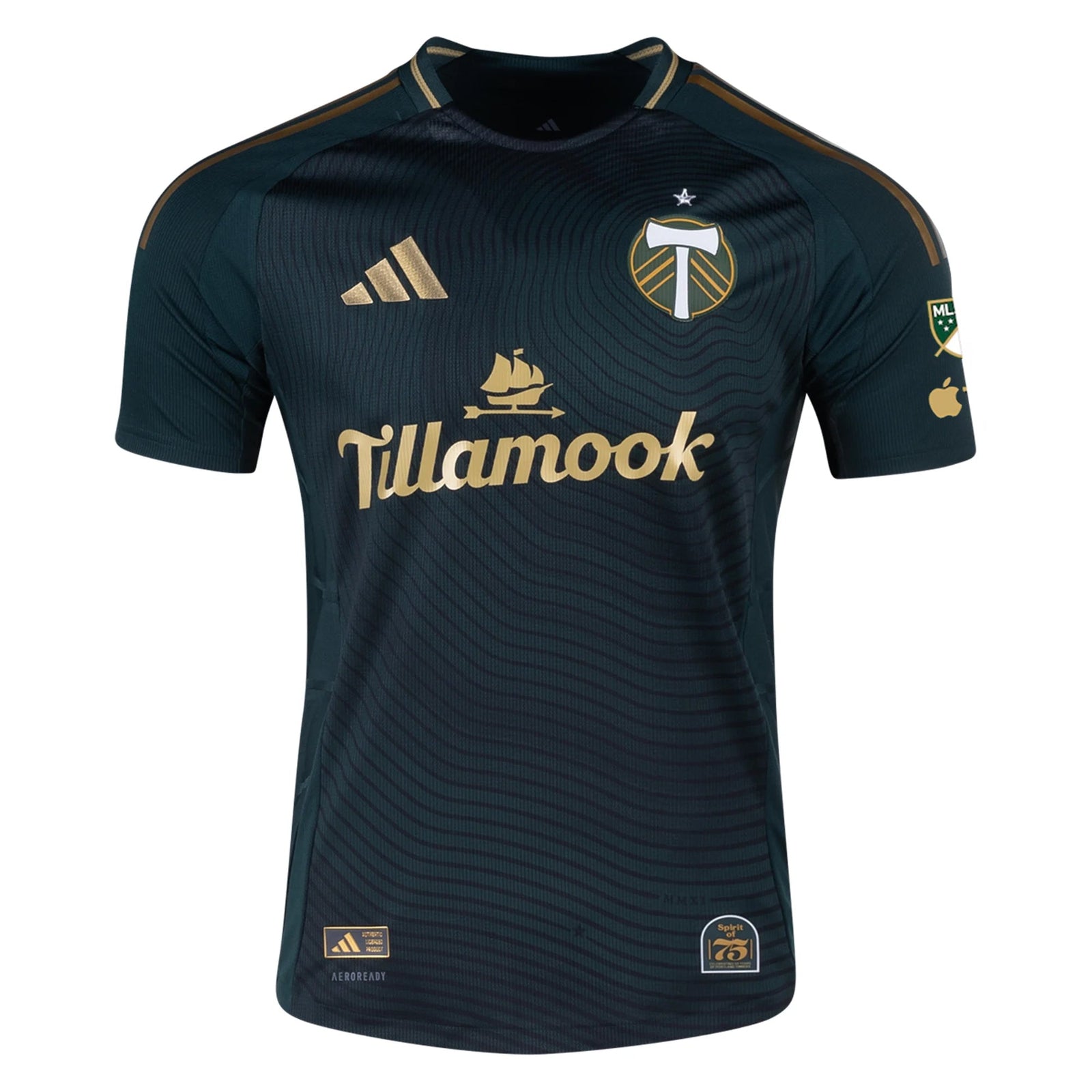 adidas James Pantemis Portland Timbers Authentic Home Jersey w/ MLS & Apple Patch 25/26 (Green/Gold) | SoccerWearhouse