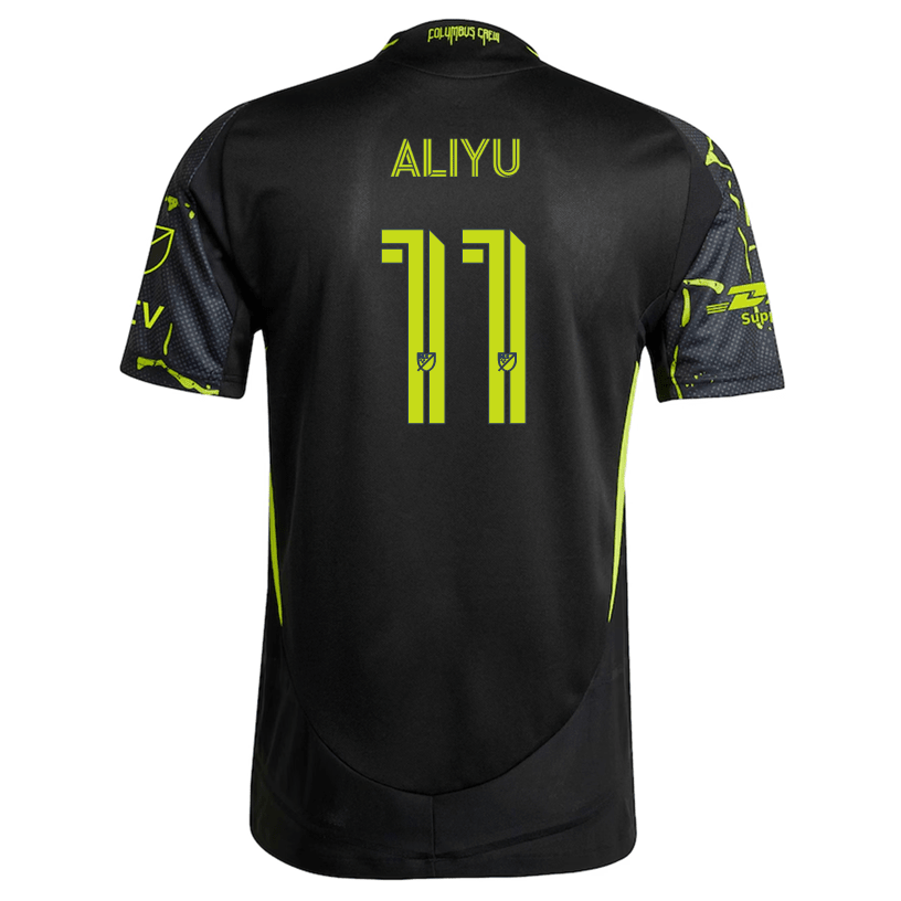adidas Ibrahim Aliyu Columbus Crew Authentic Away Jersey w/ MLS Patches 25/26 (Black/Yellow) | SoccerWearhouse