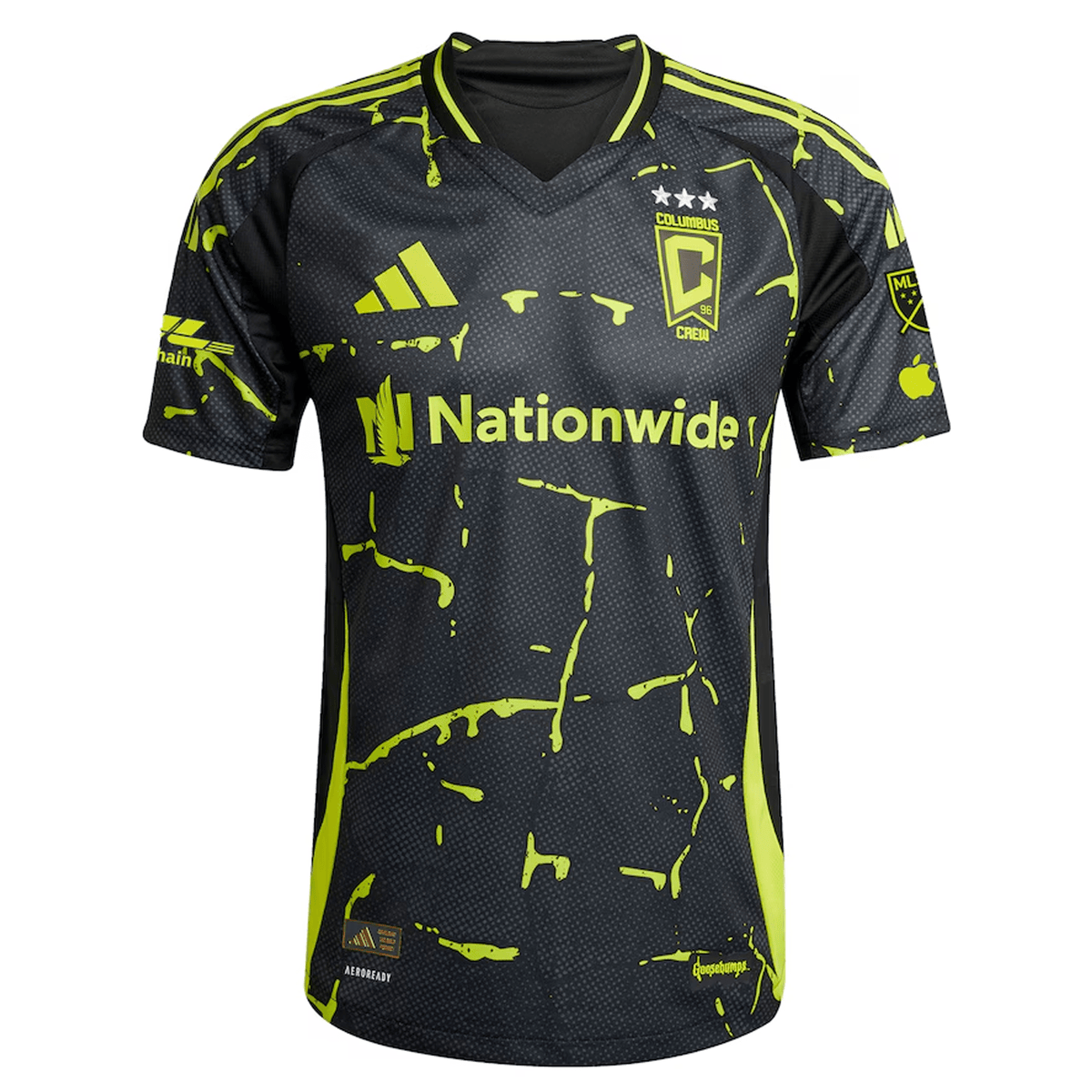 adidas Ibrahim Aliyu Columbus Crew Authentic Away Jersey w/ MLS Patches 25/26 (Black/Yellow) | SoccerWearhouse