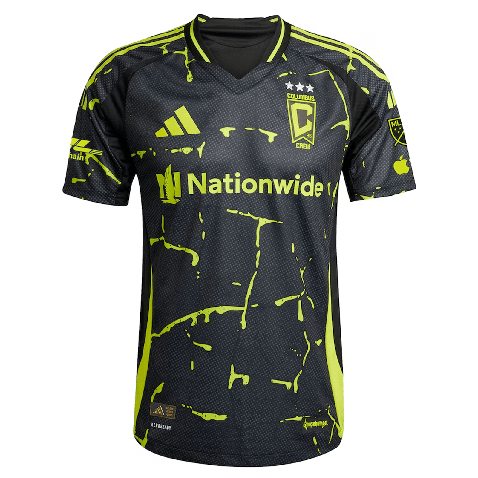 adidas Max Arfsten Columbus Crew Authentic Away Jersey w/ MLS Patches 25/26 (Black/Yellow) | SoccerWearhouse