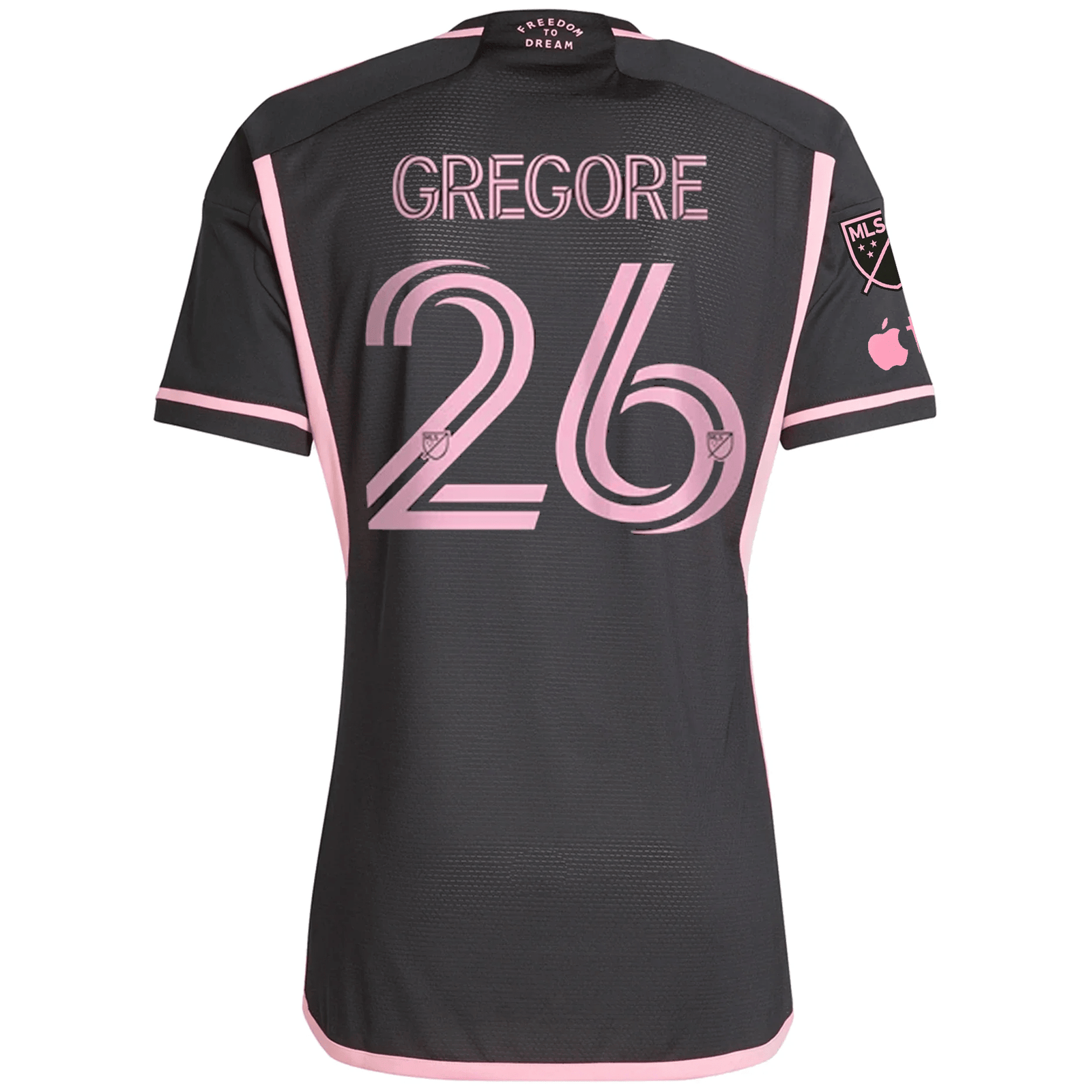 adidas Inter Miami Authentic Gregore Royal Caribbean Away Jersey w/ MLS + Apple TV Patches 23/24 (Black/Bliss Pink) | SoccerWearhouse