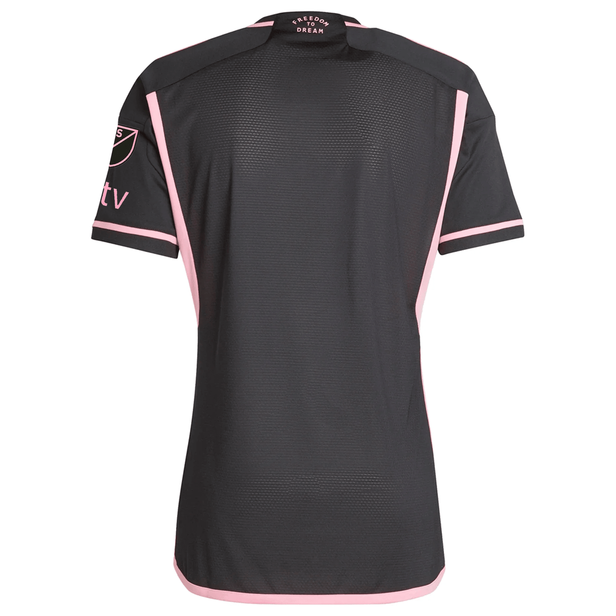 adidas Inter Miami Authentic Royal Caribbean Away Jersey w/ MLS + Apple TV Patches 23/24 (Black/Bliss Pink) | SoccerWearhouse