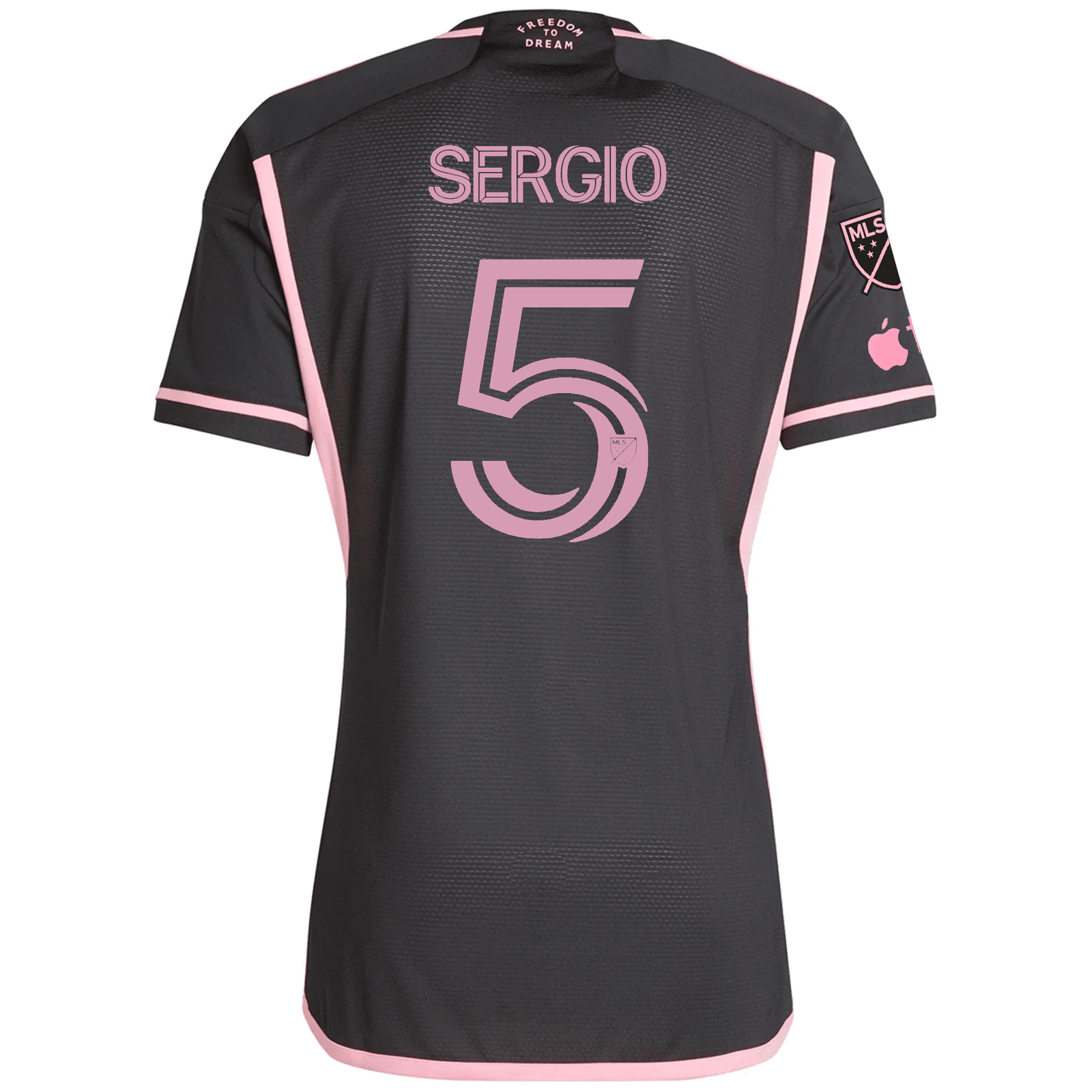 adidas Inter Miami Authentic Sergio Busquets Royal Caribbean Away Jersey w/ MLS + Apple TV Patches 23/24 (Black/Bliss Pink) | SoccerWearhouse