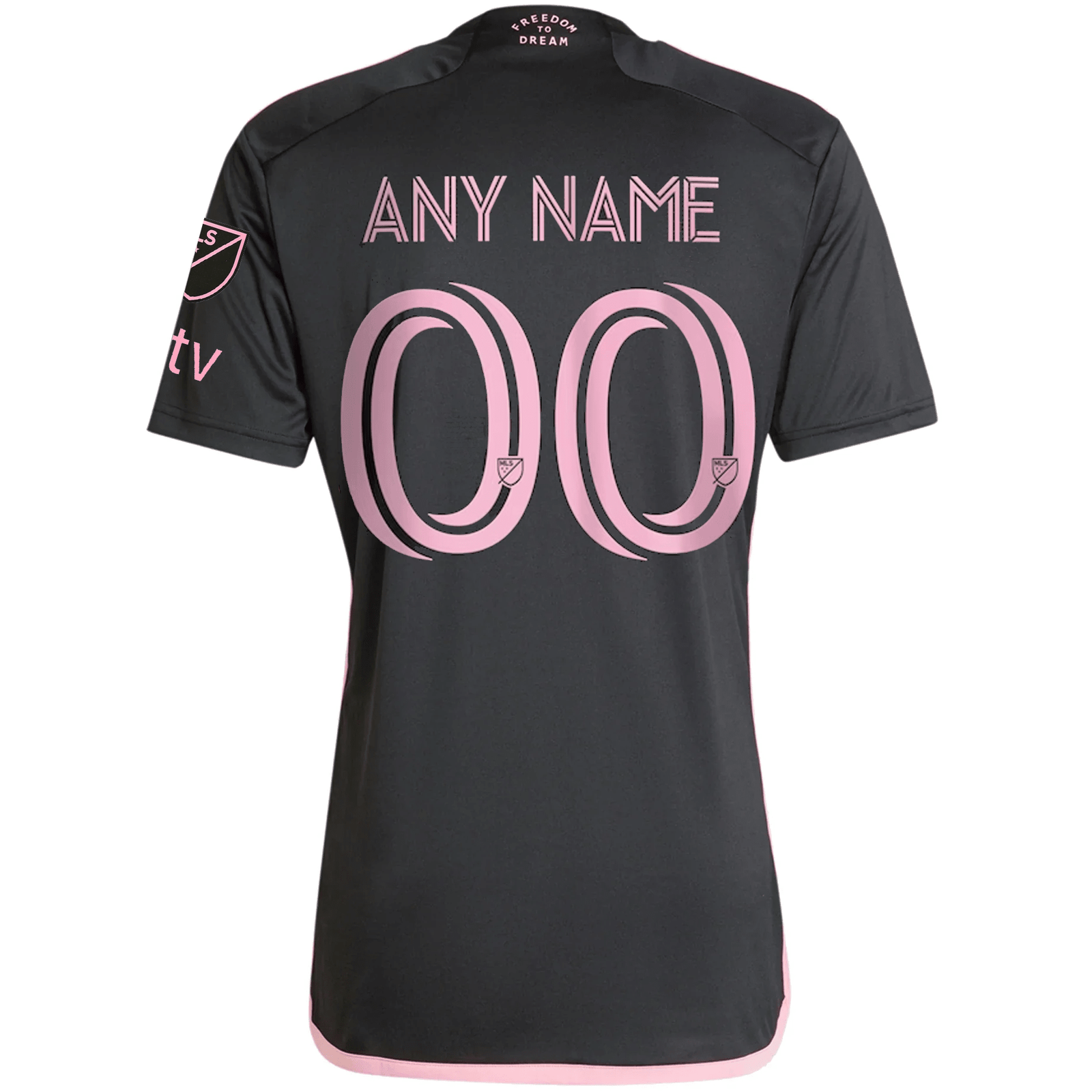 adidas Inter Miami Custom Name Royal Caribbean Away Jersey w/ MLS + Apple TV Patches 23/24 (Black/Bliss Pink) | SoccerWearhouse