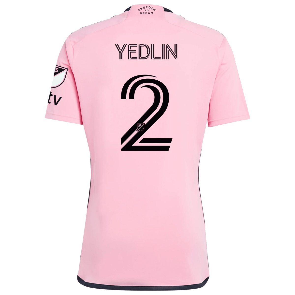 adidas Inter Miami DeAndre Yedlin Royal Caribbean Home Jersey w/ MLS + Apple TV Patches 24/25 (Easy Pink) | SoccerWearhouse