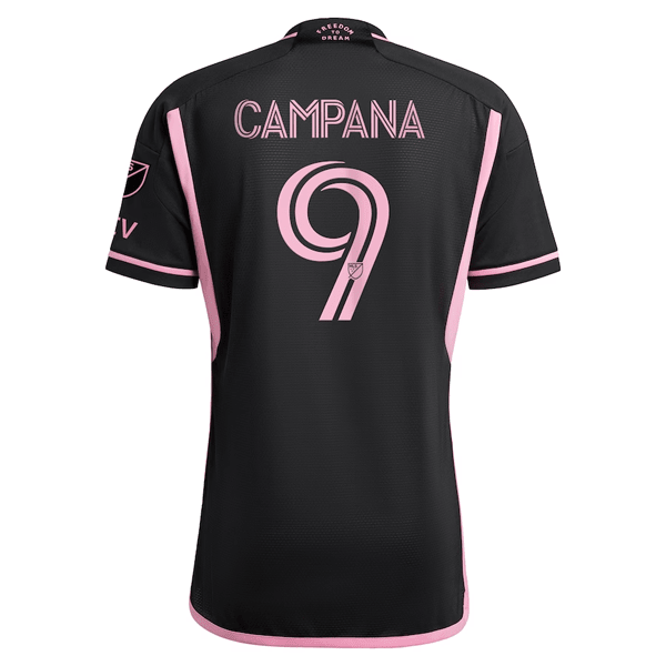adidas Inter Miami Leonardo Campana Authentic Player Version Away Jersey 23/24 w/ MLS Patches (Black/Pink) | SoccerWearhouse