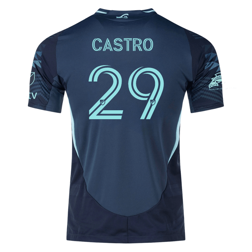 adidas J. Castro Seattle Sounders Authentic Away Jersey 25/26 w/ MLS Patches & Sponsor (Aura Ink) | SoccerWearhouse
