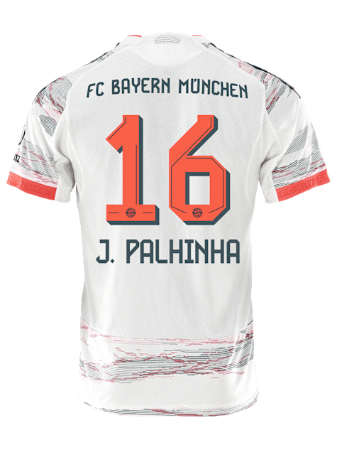 adidas J. Palhinha Authentic Away Jersey 25/26 w/ Sponsor + Meister Bundesliga Patch (White/Red) | SoccerWearhouse