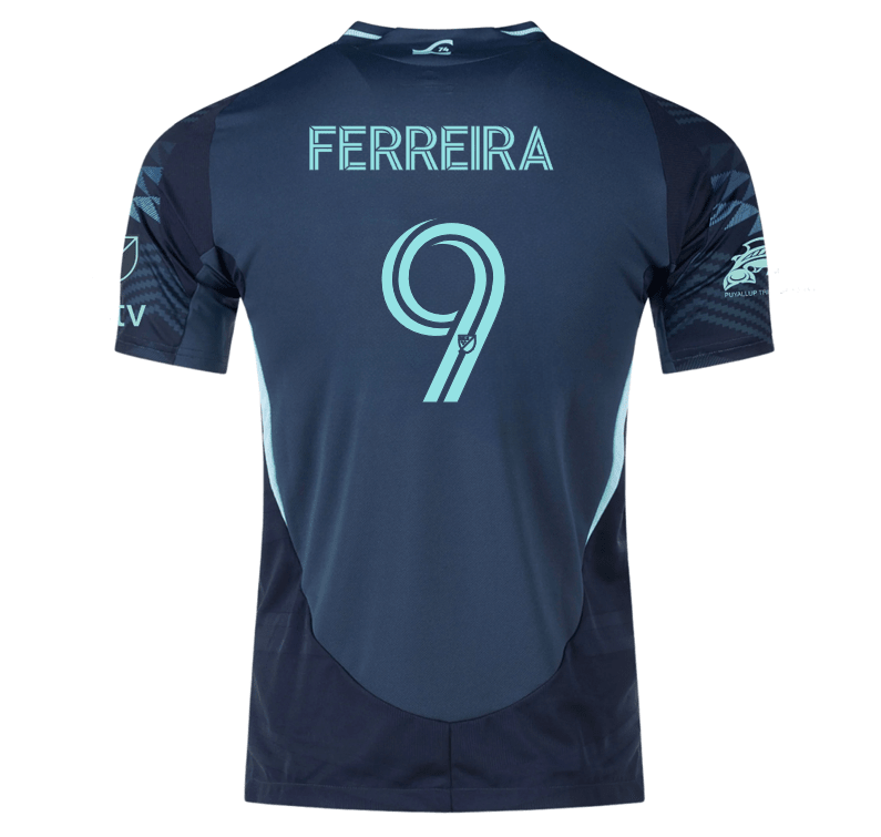 adidas Jesus Ferreira Seattle Sounders Authentic Away Jersey 25/26 w/ MLS Patches & Sponsor (Aura Ink) | SoccerWearhouse