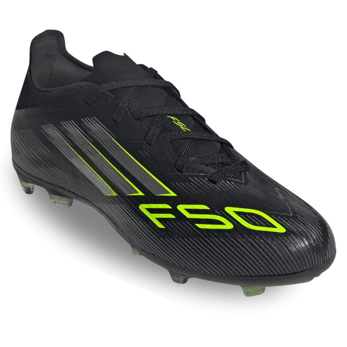 adidas Jr. F50 Elite Firm Ground Soccer Cleats (Black/Iron Metallic/Lucid Lemon) | SoccerWearhouse